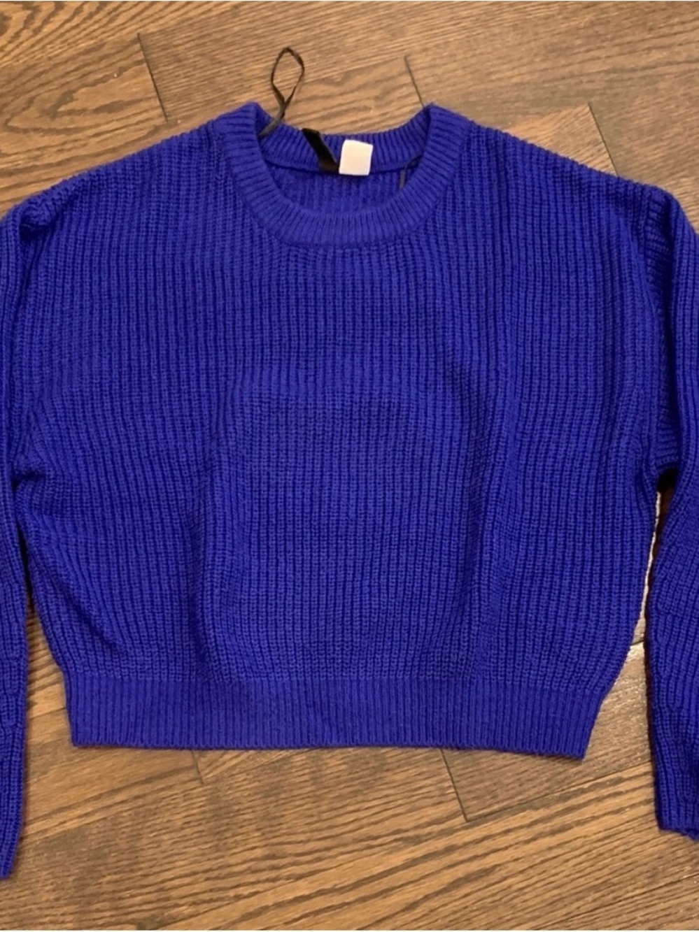 H&M Women's Ribbed Crewneck Sweater in Cobalt Blue